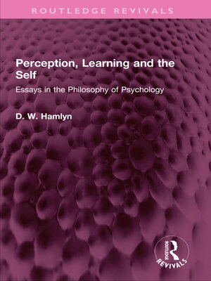 cover image of Perception, Learning and the Self